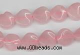 CTW04 15.5 inches 12mm twisted coin rose quartz beads wholesale
