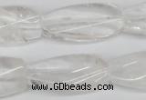 CTW110 15.5 inches 15*30mm twisted rectangle white crystal beads
