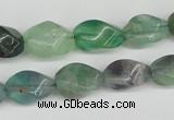 CTW162 15.5 inches 10*15mm twisted rice fluorite gemstone beads