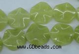 CTW300 15.5 inches 16mm wavy coin olive jade gemstone beads