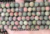 CUG192 15.5 inches 8mm round matte unakite beads wholesale