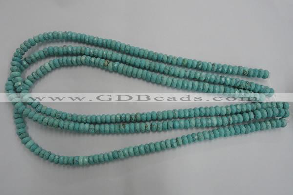 CWB440 15.5 inches 4*6mm faceted rondelle howlite turquoise beads