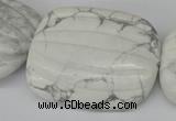CWB72 15.5 inches 30*40mm carved rectangle natural white howlite beads