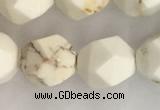 CWB887 15.5 inches 10mm faceted nuggets white howlite turquoise beads