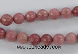 CWF02 15.5 inches 8mm faceted round pink wooden fossil jasper beads