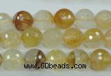 CYC114 15.5 inches 10mm faceted round yellow crystal quartz beads