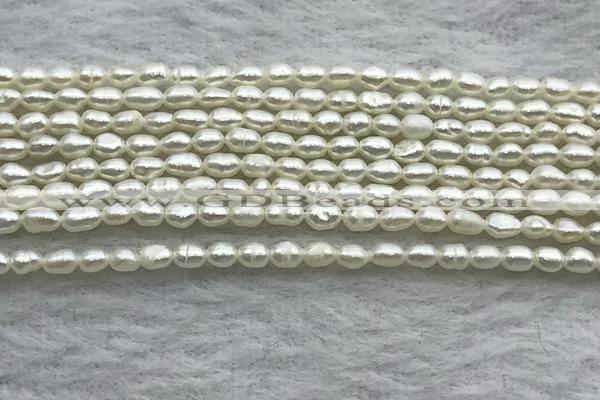FWP154 14.5 inches 2mm - 3mm rice white freshwater pearl strands