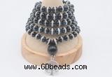 GMN1173 Hand-knotted 8mm, 10mm tibetan agate 108 beads mala necklaces with charm