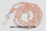 GMN1636 Hand-knotted 6mm pink aventurine 108 beads mala necklace with pendant