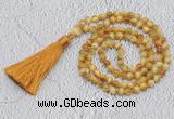 GMN221 Hand-knotted 6mm golden tiger eye 108 beads mala necklaces with tassel