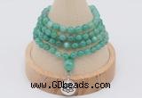 GMN2404 Hand-knotted 6mm peafowl agate 108 beads mala necklace with charm