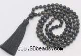 GMN261 Hand-knotted 6mm golden obsidian 108 beads mala necklaces with tassel