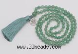 GMN319 Hand-knotted 6mm green aventurine 108 beads mala necklaces with tassel & charm