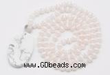 GMN5051 Hand-knotted 8mm, 10mm tibetan agate 108 beads mala necklace with pendant