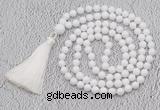 GMN58 Hand-knotted 8mm candy jade 108 beads mala necklace with tassel