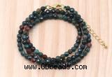 GMN7236 4mm faceted round tiny Indian bloodstone beaded necklace jewelry