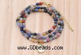 GMN7420 4mm faceted round tiny mixed gemstone beaded necklace with constellation charm