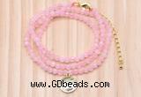 GMN7456 4mm faceted round tiny rose quartz beaded necklace with constellation charm