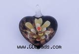LP02 16*32*40mm heart inner flower lampwork glass pendants