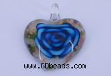 LP27 12*38*43mm heart inner flower lampwork glass pendants