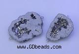 NGC1472 28*35mm - 40*45mm freeform plated druzy agate connectors