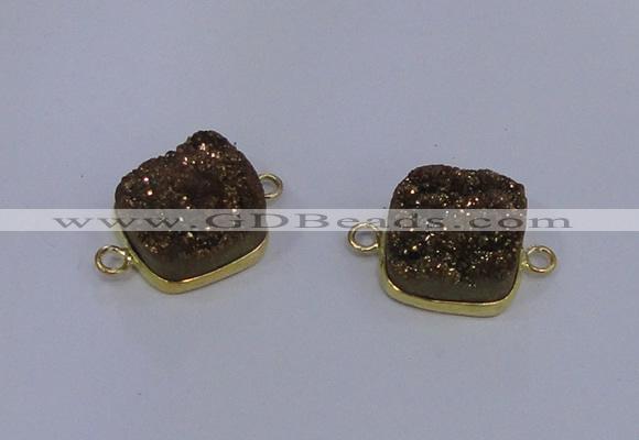 NGC1543 15*15mm square druzy quartz gemstone connectors wholesale