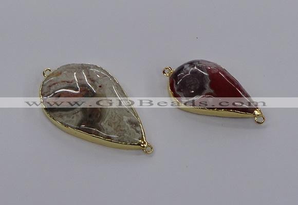 NGC1810 25*35mm - 35*45mm flat teardrop crazy lace agate connectors