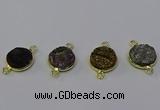NGC5602 15mm - 16mm coin plated druzy agate connectors wholesale
