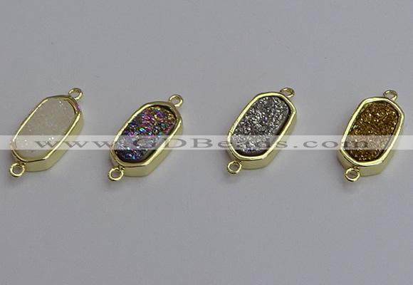 NGC5712 10*16mm freeform plated druzy quartz connectors
