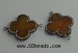 NGC6539 35*35mm flower agate gemstone connectors wholesale