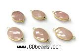 NGC7050 17*22mm faceted oval rose quartz connectors