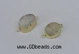 NGC858 15*20mm oval druzy agate gemstone connectors wholesale