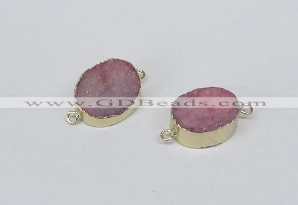 NGC860 15*20mm oval druzy agate gemstone connectors wholesale