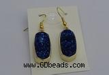 NGE5135 10*22mm - 12*25mm freeform plated druzy quartz earrings