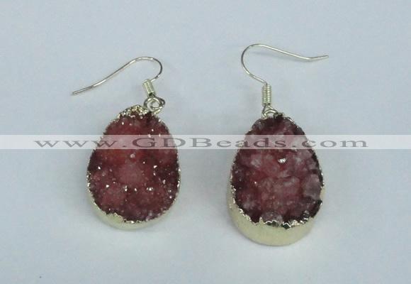 NGE91 18*25mm teardrop druzy agate gemstone earrings wholesale