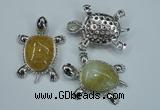 NGP1296 43*60mm tortoise agate pendants with crystal pave alloy settings