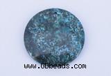 NGP163 2pcs 40mm flat round dyed chrysocolla gemstone pendants