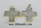 NGP1880 34*35mm - 35*36mm cross druzy agate gemstone pendants