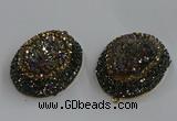 NGP3690 35*45mm oval plated druzy agate gemstone pendants