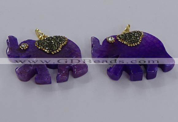 NGP3872 30*45mm - 35*50mm elephant agate gemstone pendants