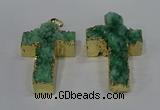 NGP4177 30*48mm - 32*50mm cross druzy quartz pendants wholesale