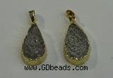 NGP6078 15*25mm – 18*30mm flat teardrop druzy agate pendants