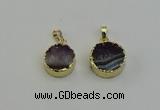 NGP6407 18mm - 20mm coin druzy amethyst pendants wholesale