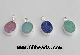 NGP7192 15*20mm oval druzy quartz pendants wholesale