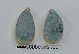 NGP8517 25*48mm - 27*52mm flat teardrop druzy agate pendants
