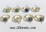 NGR1132 12mm square mixed gemstone gemstone rings wholesale