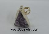 NGR137 25*30mm triangle plated druzy amethyst rings wholesale