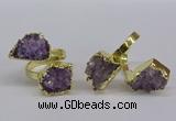 NGR371 13*18mm - 15*20mm freeform druzy amethyst gemstone rings