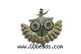 Pend109 28*42mm copper owl pendant pave zirconia gold plated