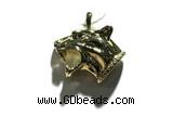 Pend165 27*33mm copper leopard pendant pave zirconia gold plated